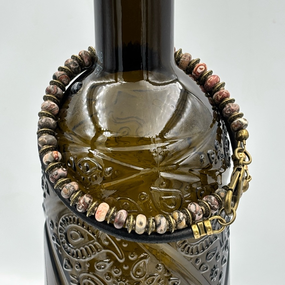 Double Wrap Leather & Jasper Bracelet